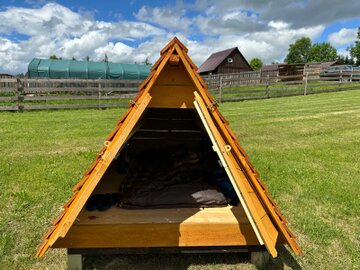 Gemütliche Holzhütte im Grünen des Samurai Camps